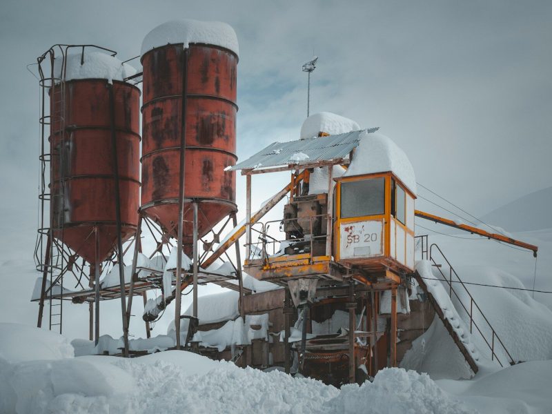 brown and white metal water tank
